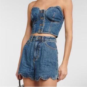 NWT Self-Portrait Denim Crop Top
